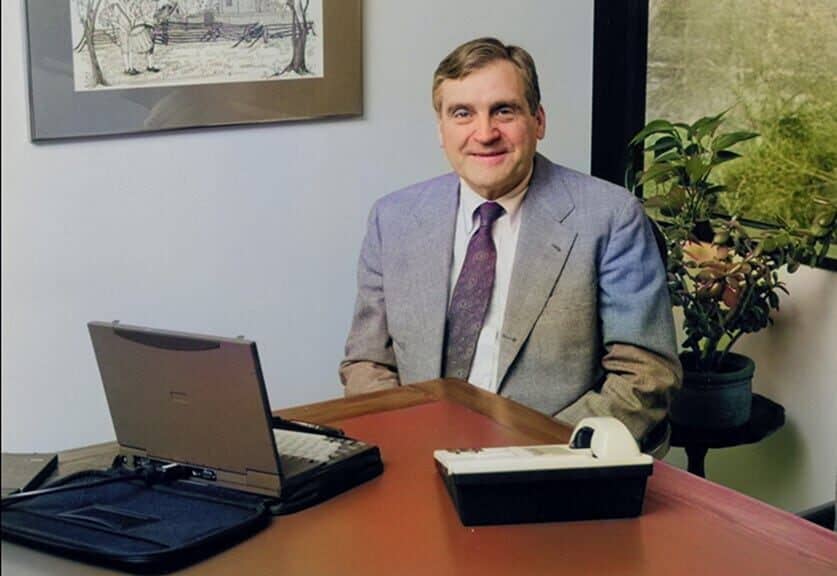 A man sitting at a desk