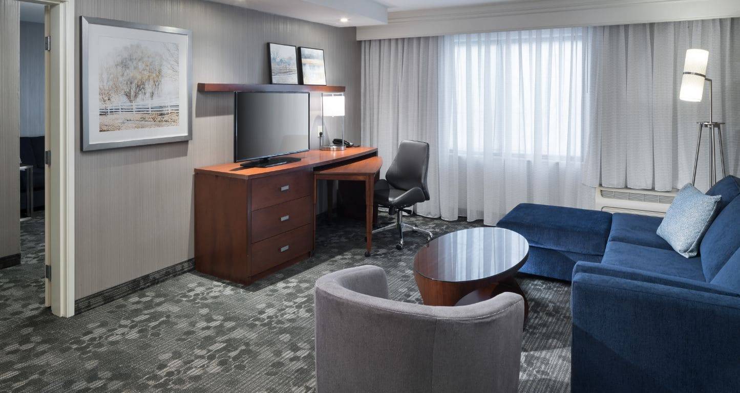 Sitting room in a hotel suite in West Orange, NJ