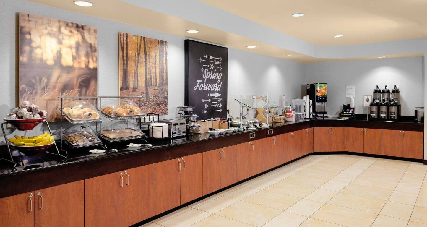 The breakfast bar at Fairfield Inn & Suites Charlotte Matthews
