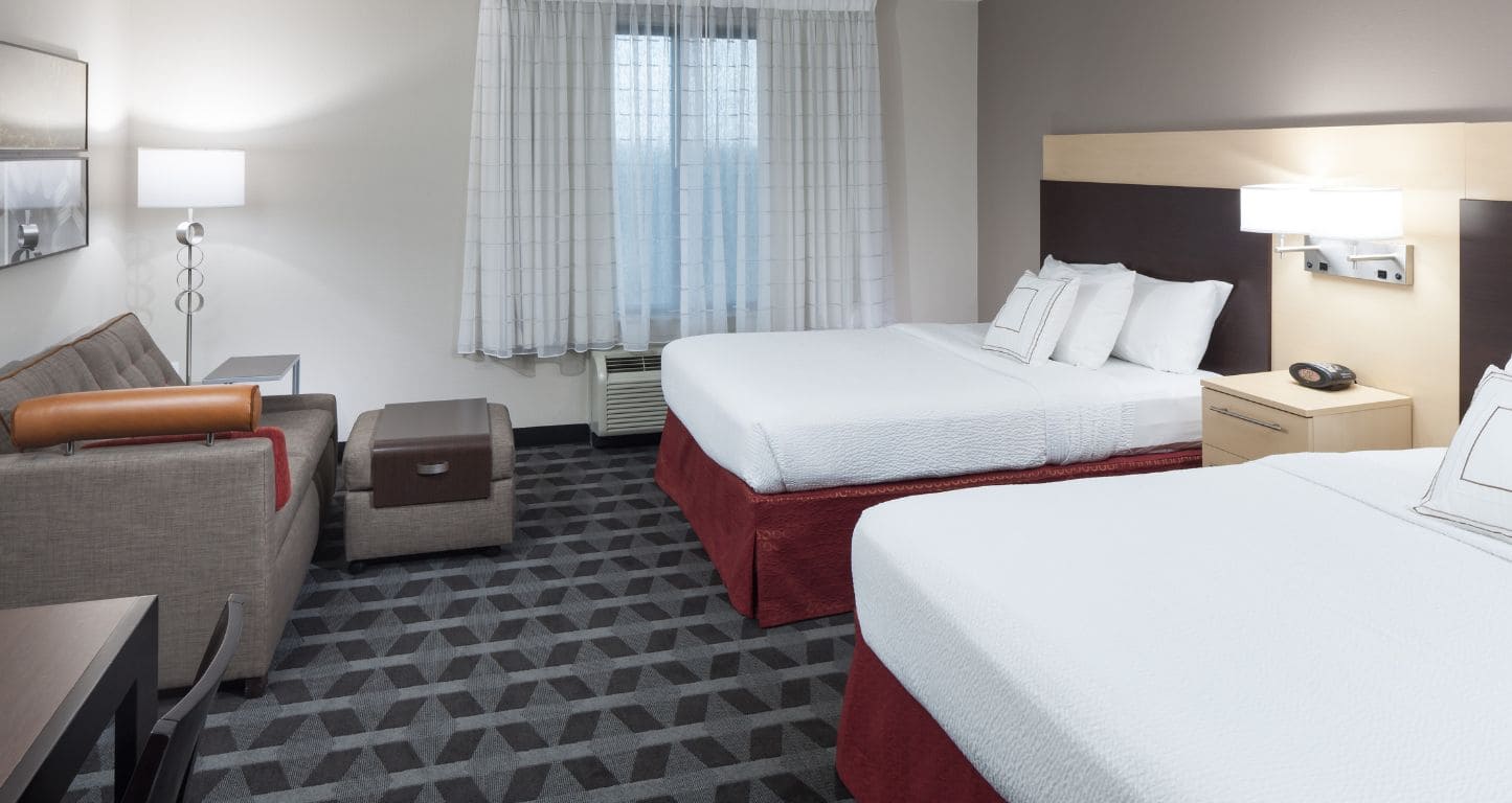 Two bed guest room at TownePlace Suites Columbia Southeast