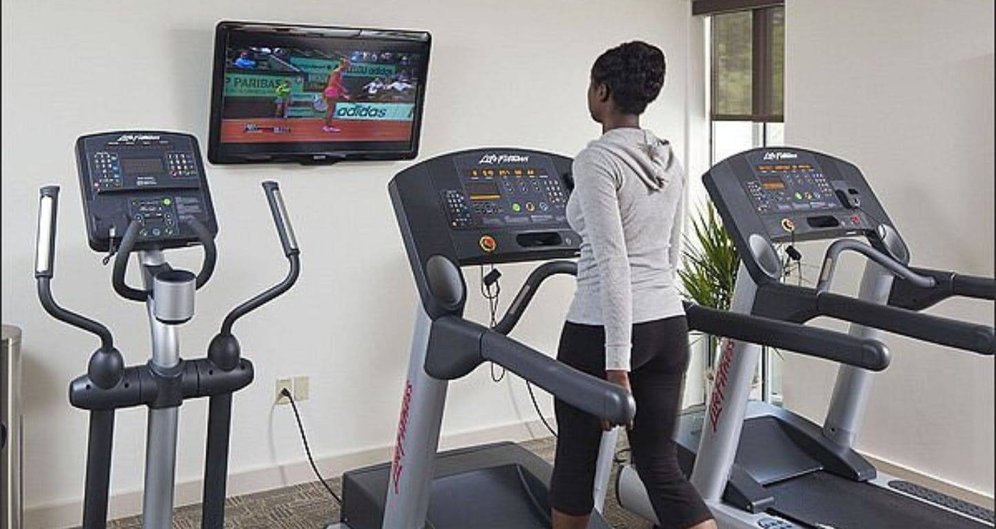 The fitness center at the Suites at Yale
