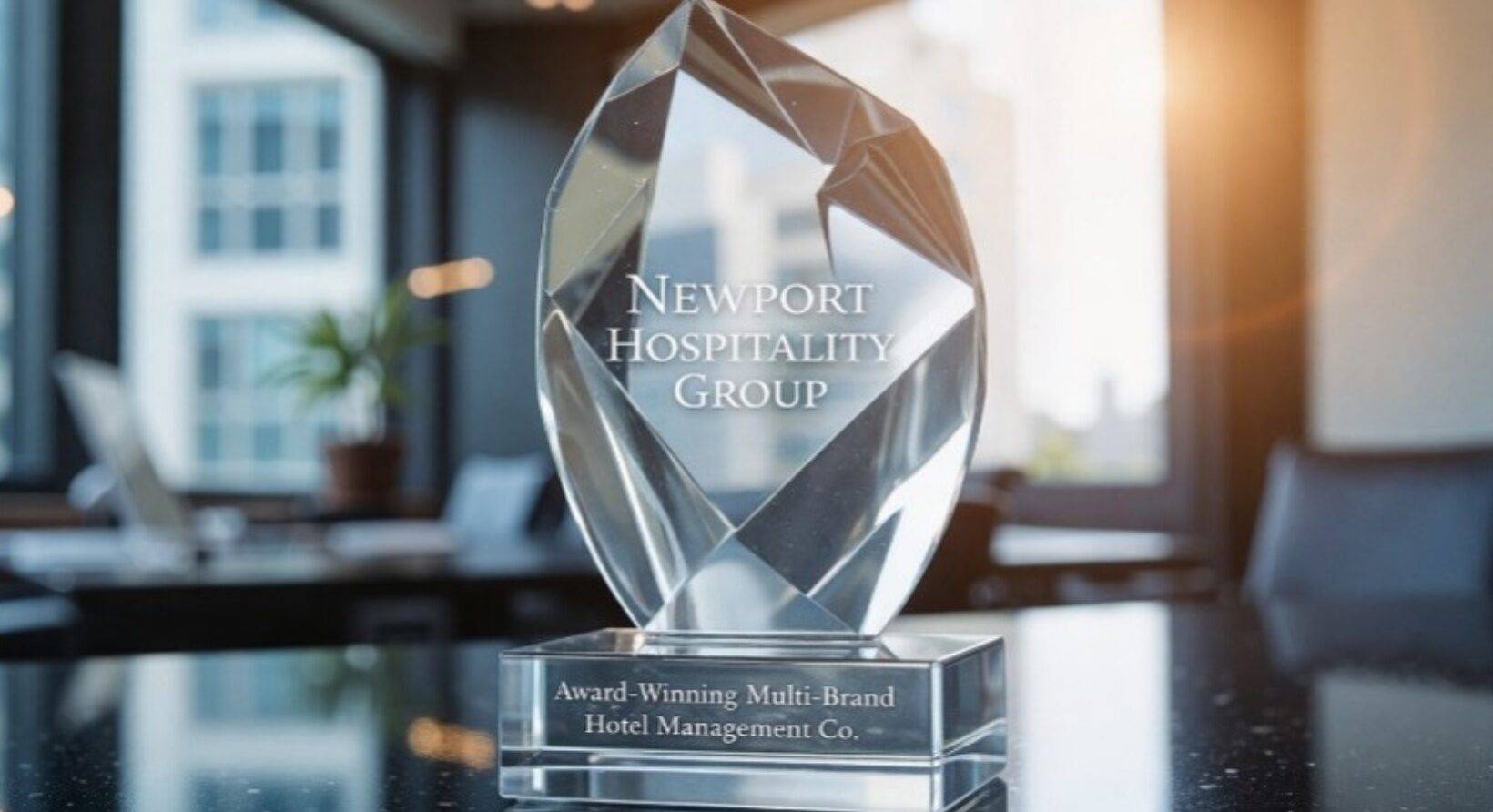 A glass hotel management award