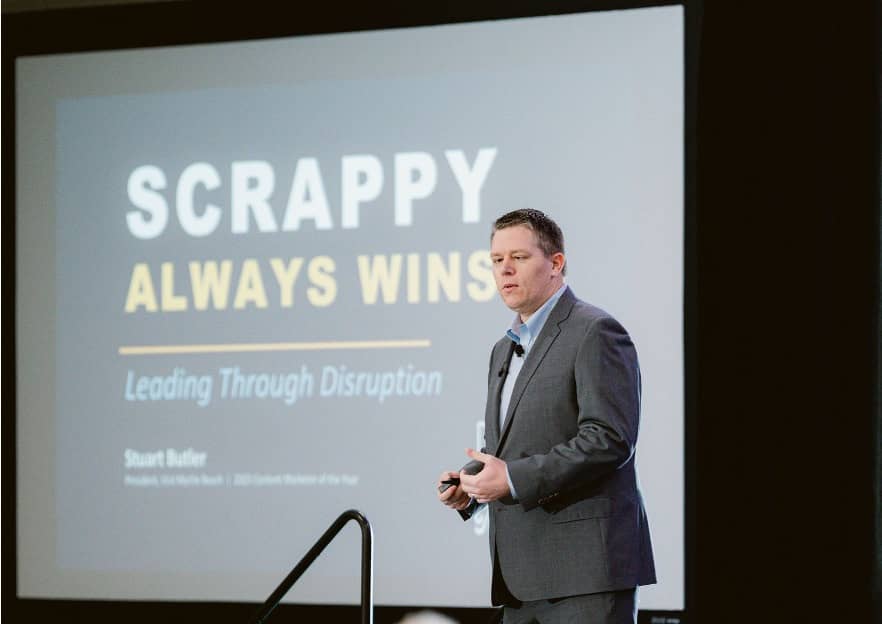 Stuart Butler presenting at the 2026 Newport Hospitality Group Leadership Retreat