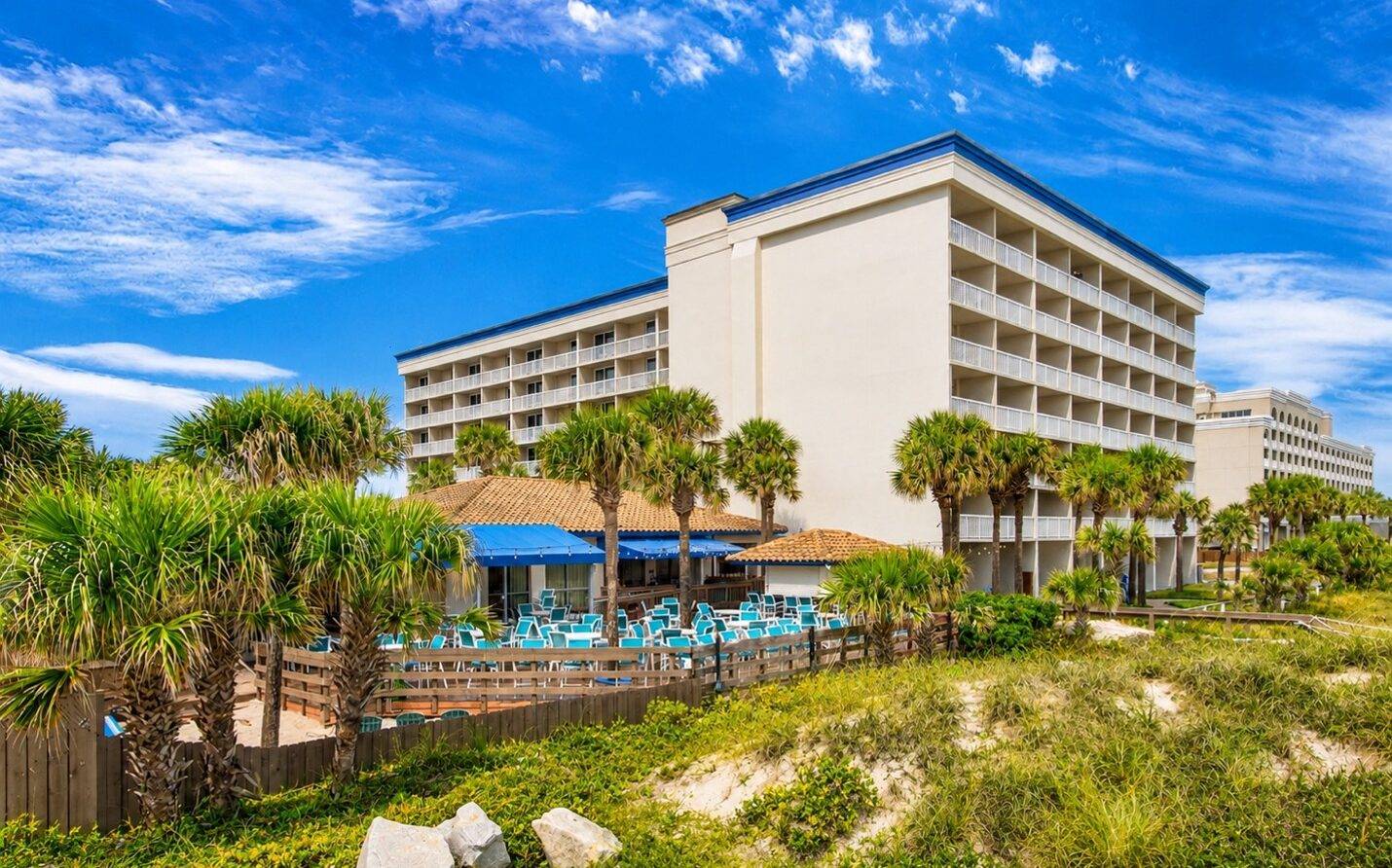Jacksonville Beach Oceanfront hotel on a clear sunny day
