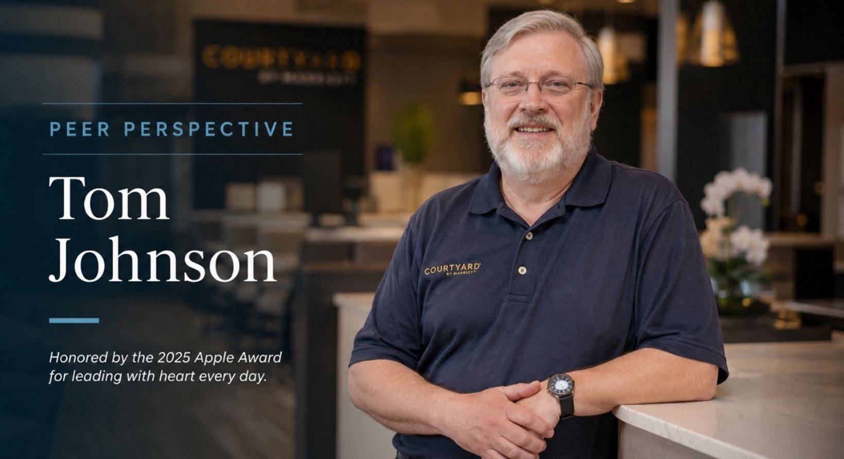 Tom Johnson standing in a hotel lobby