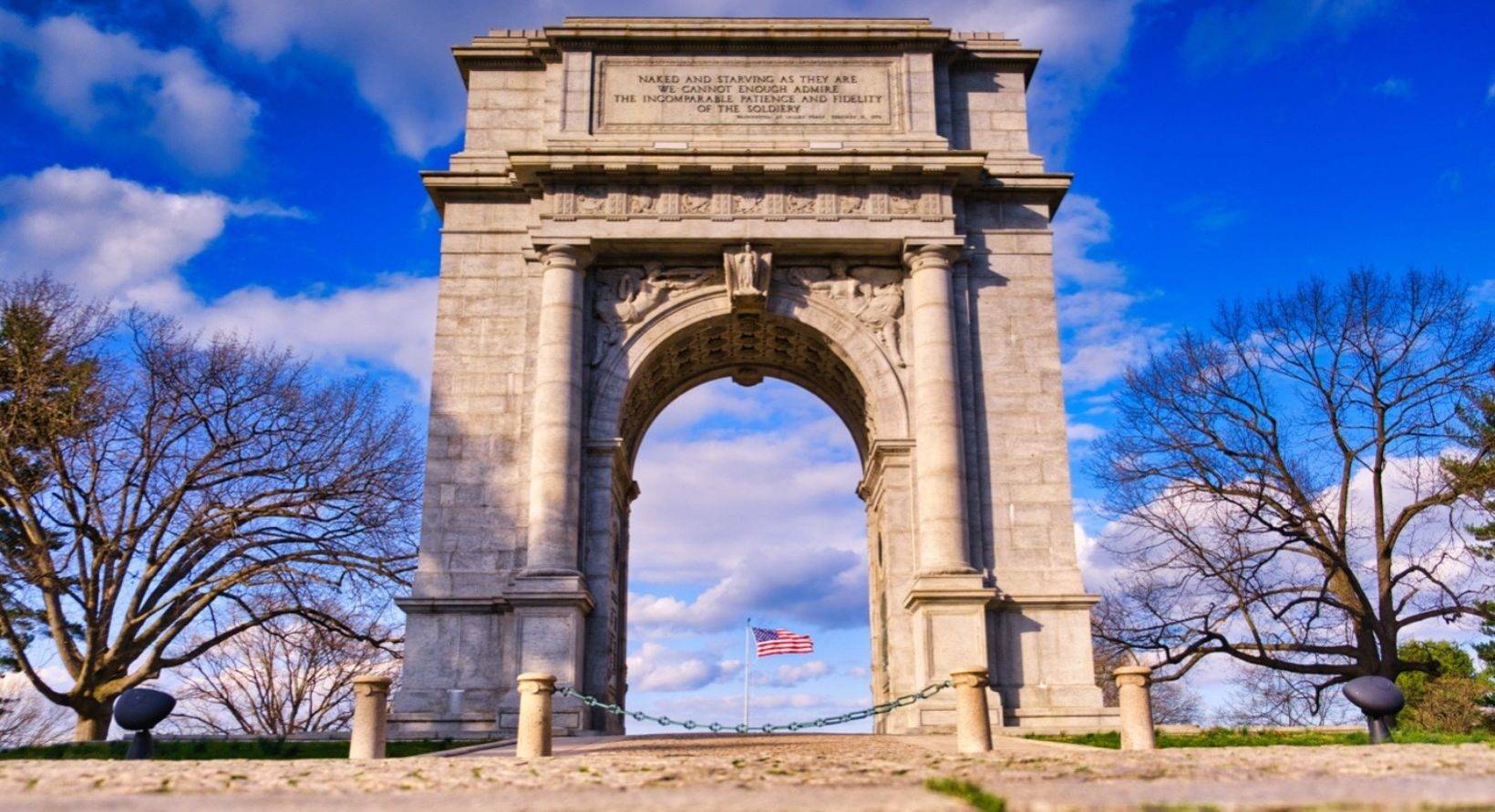 f the National Memorial Arch at the Valley Forge National Historical Park in Pennsylvania