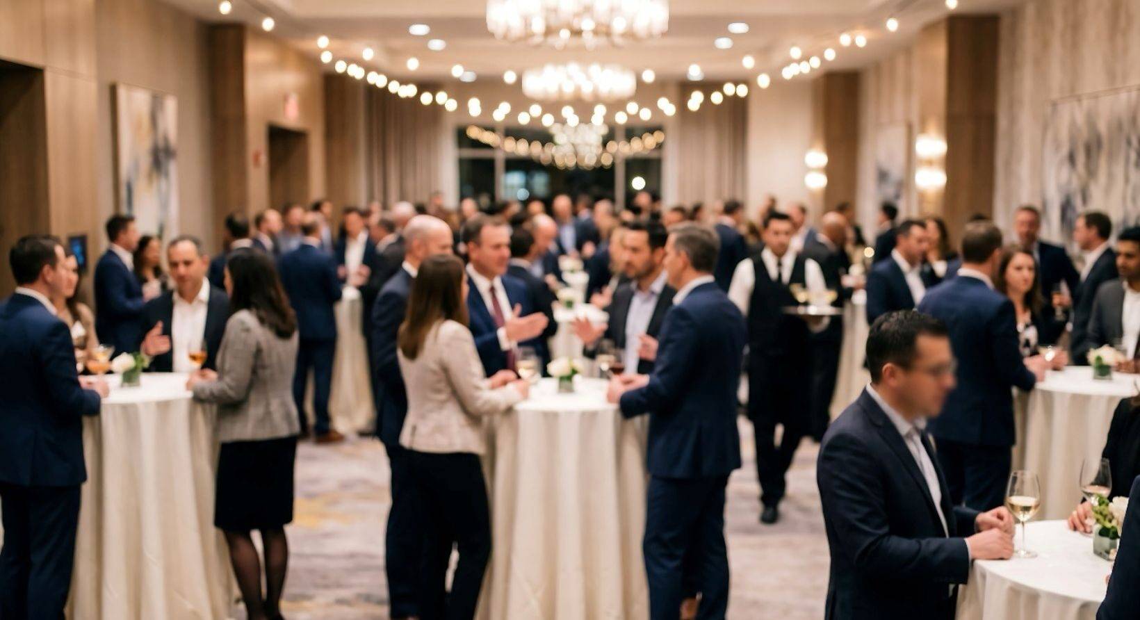 A room full of people at a business conference
