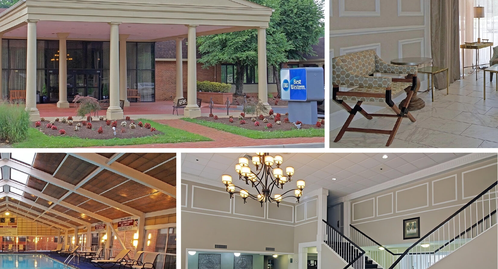 a bunch of pictures of a house with a pool