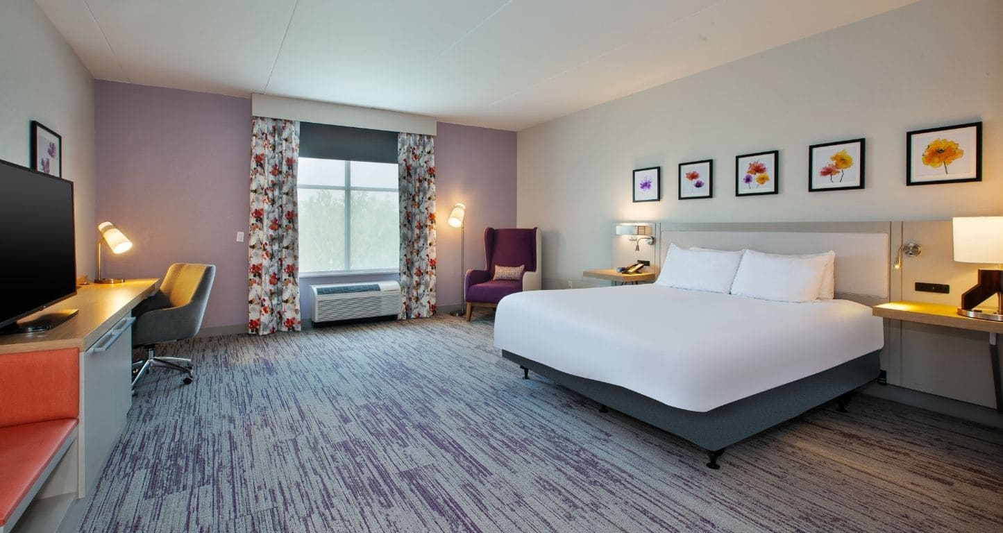 A guest room at Hilton Garden Inn Columbus Easton