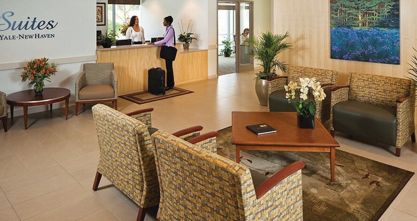 The lobby at the Suites at Yale