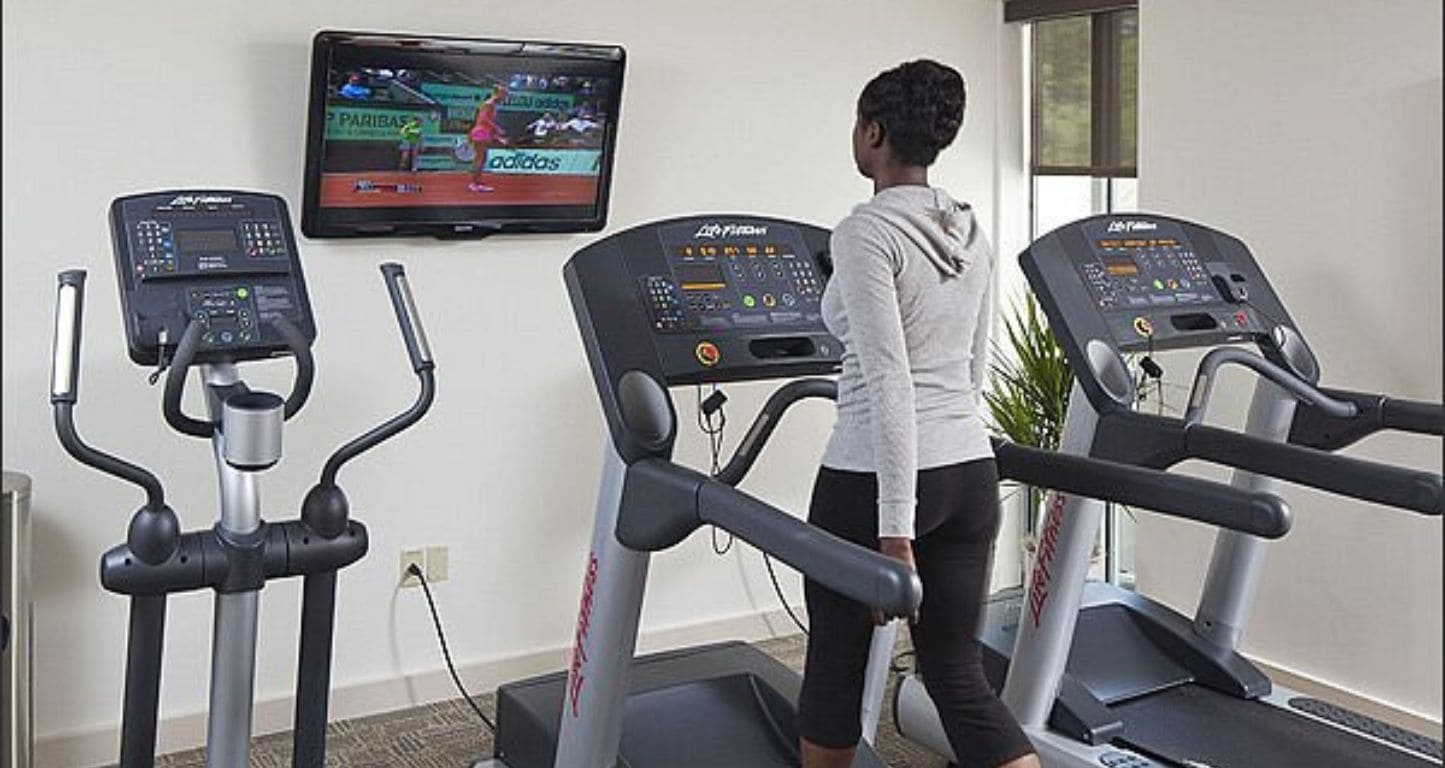 The fitness center at the Suites at Yale